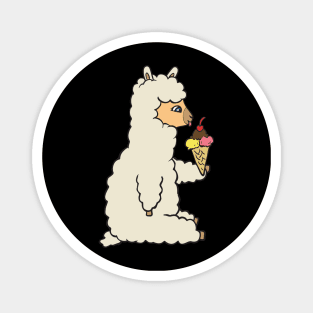 Alpaca with ice cream. Magnet